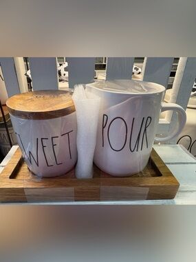 Rae Dunn Pink 'SWEET' Sugar Jar & 'POUR' Mug Set